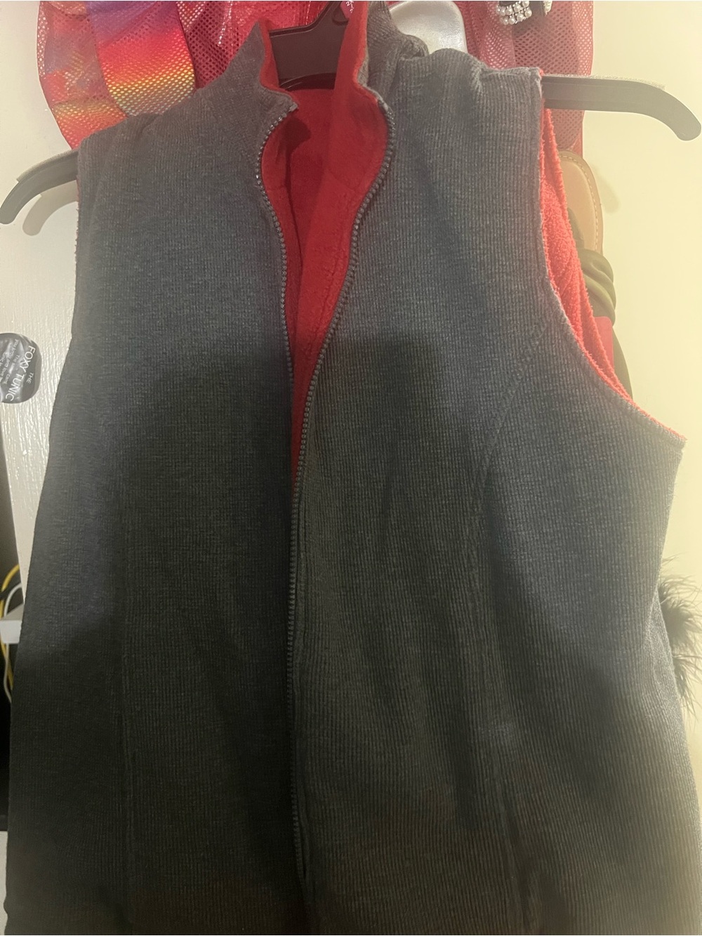 Women’s Reversible Red & Charcoal Sleeveless Vest